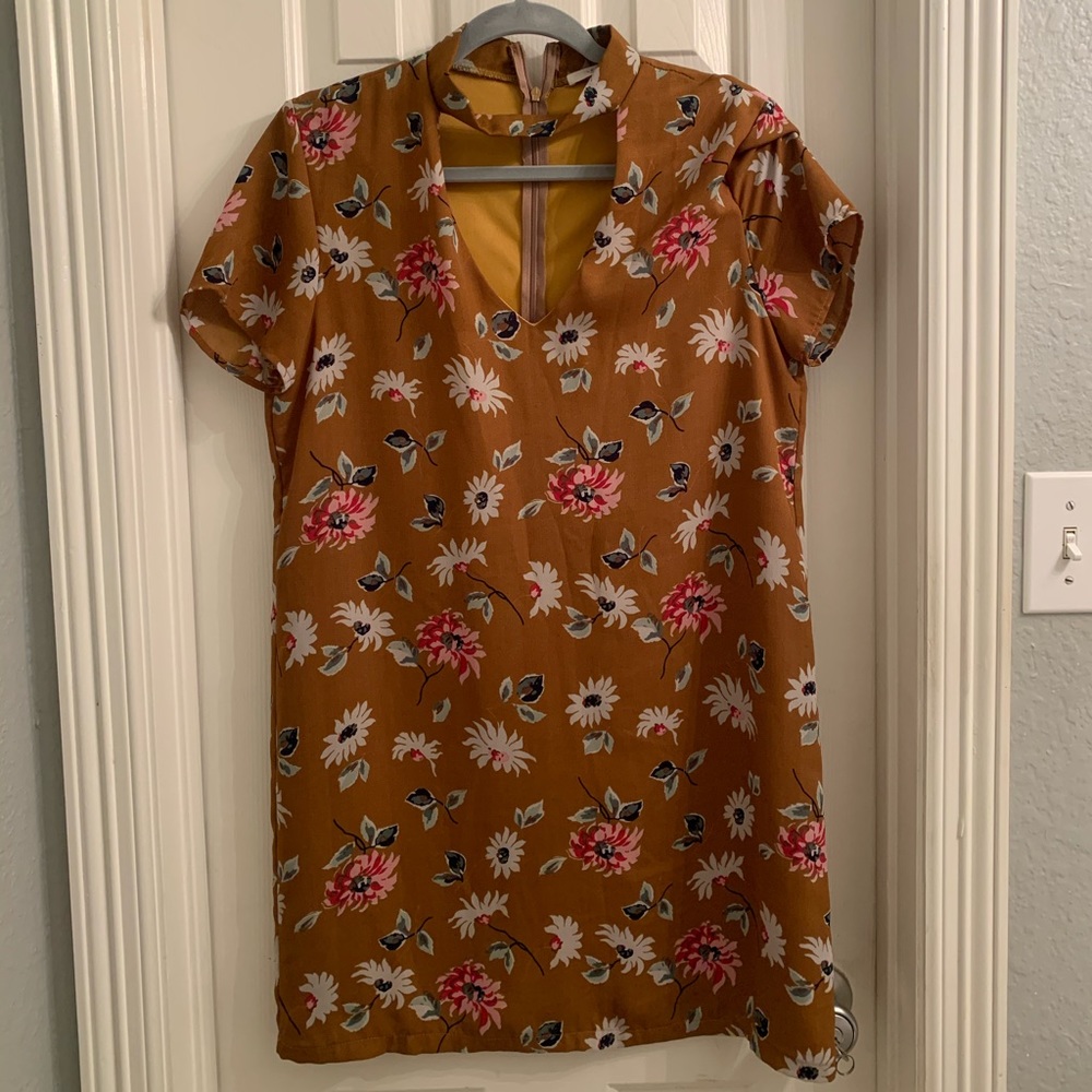 Mustard Floral Dress